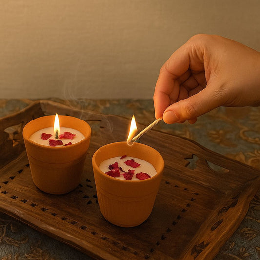 RoseGlow Tea Kulhad Candle