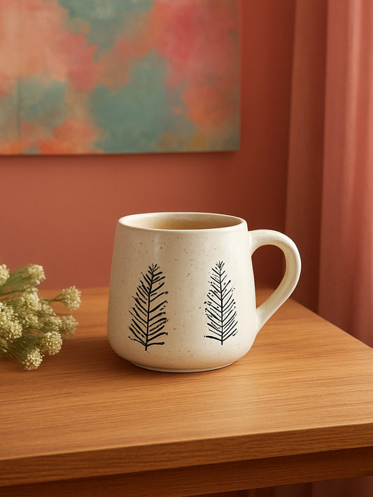 Handmade Ceramic Leaf Design Coffee Mug