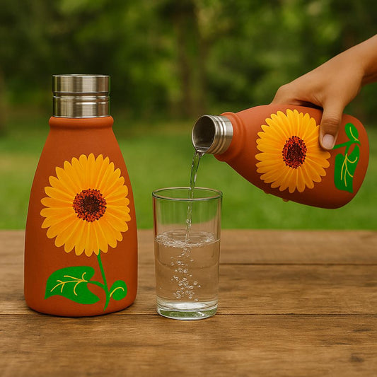 Terrabloom – Hand Painted Clay Bottle - Sunflower