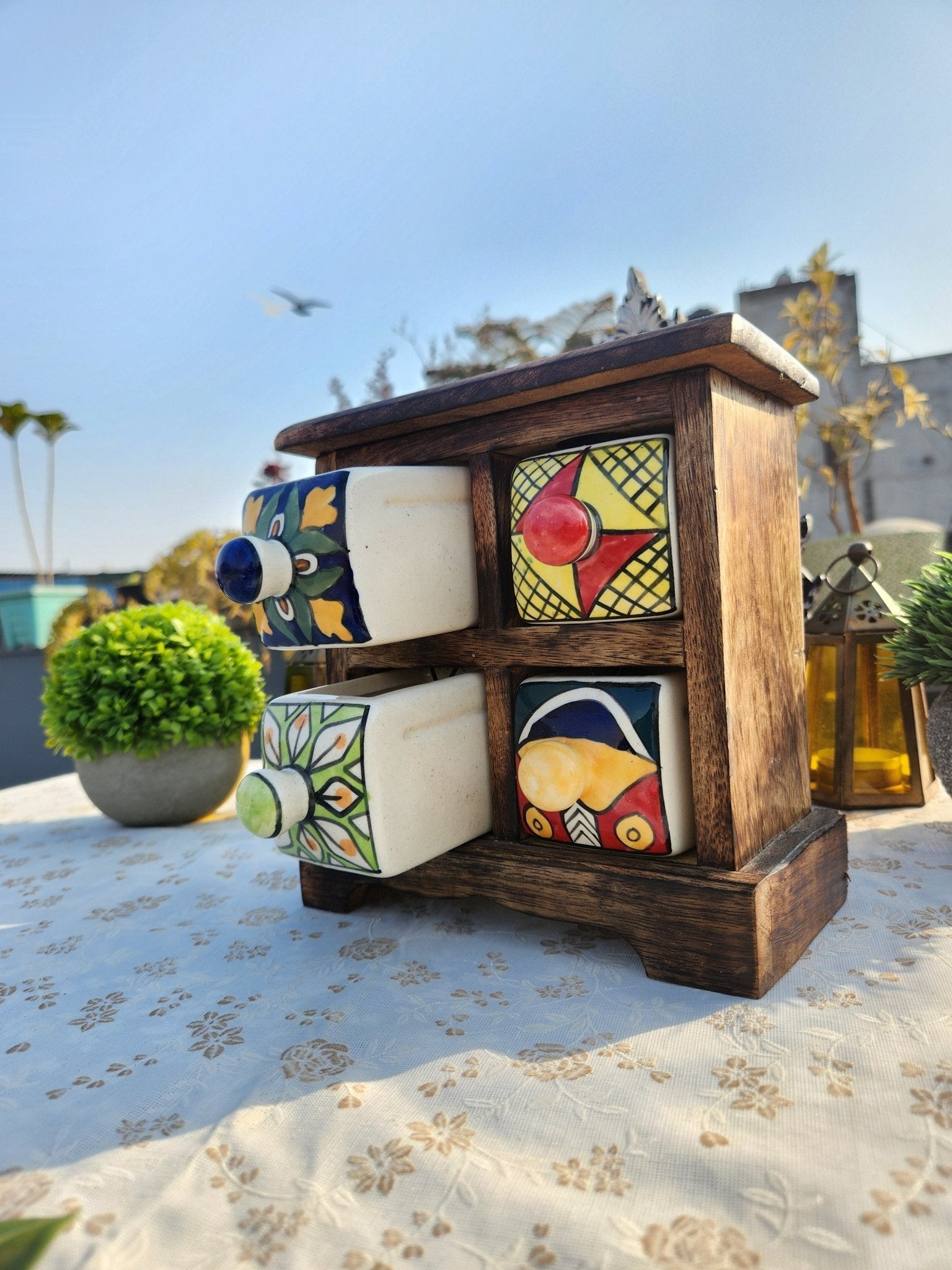 Aesthetic Wooden and Ceramic Spice Organizer - Ceramic She Wrote
