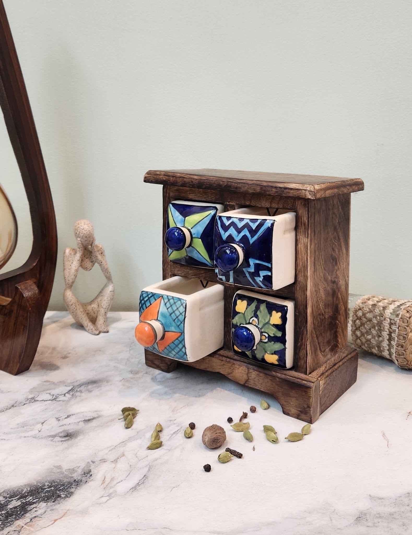 Aesthetic Wooden and Ceramic Spice Organizer - Ceramic She Wrote