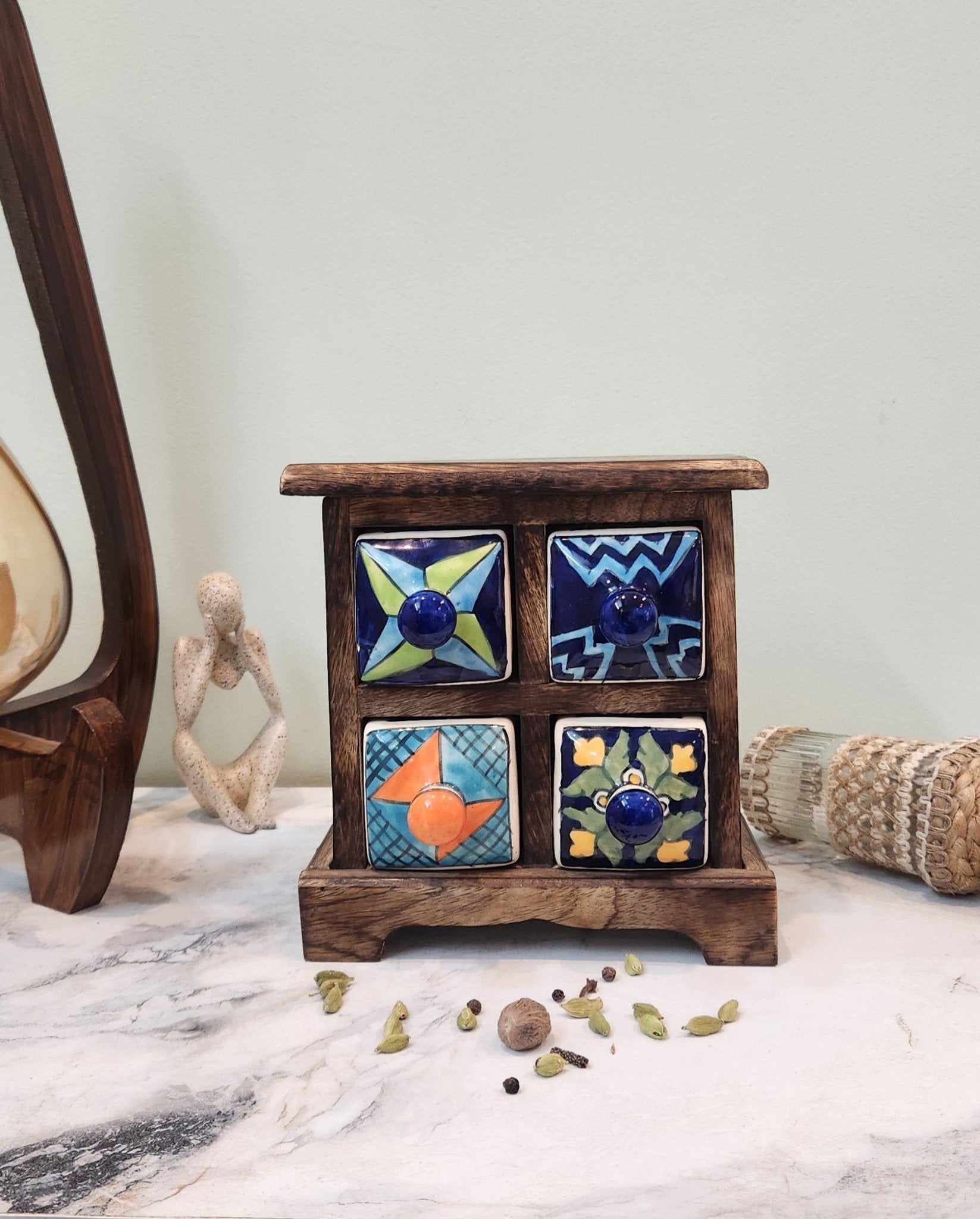 Aesthetic Wooden and Ceramic Spice Organizer - Ceramic She Wrote