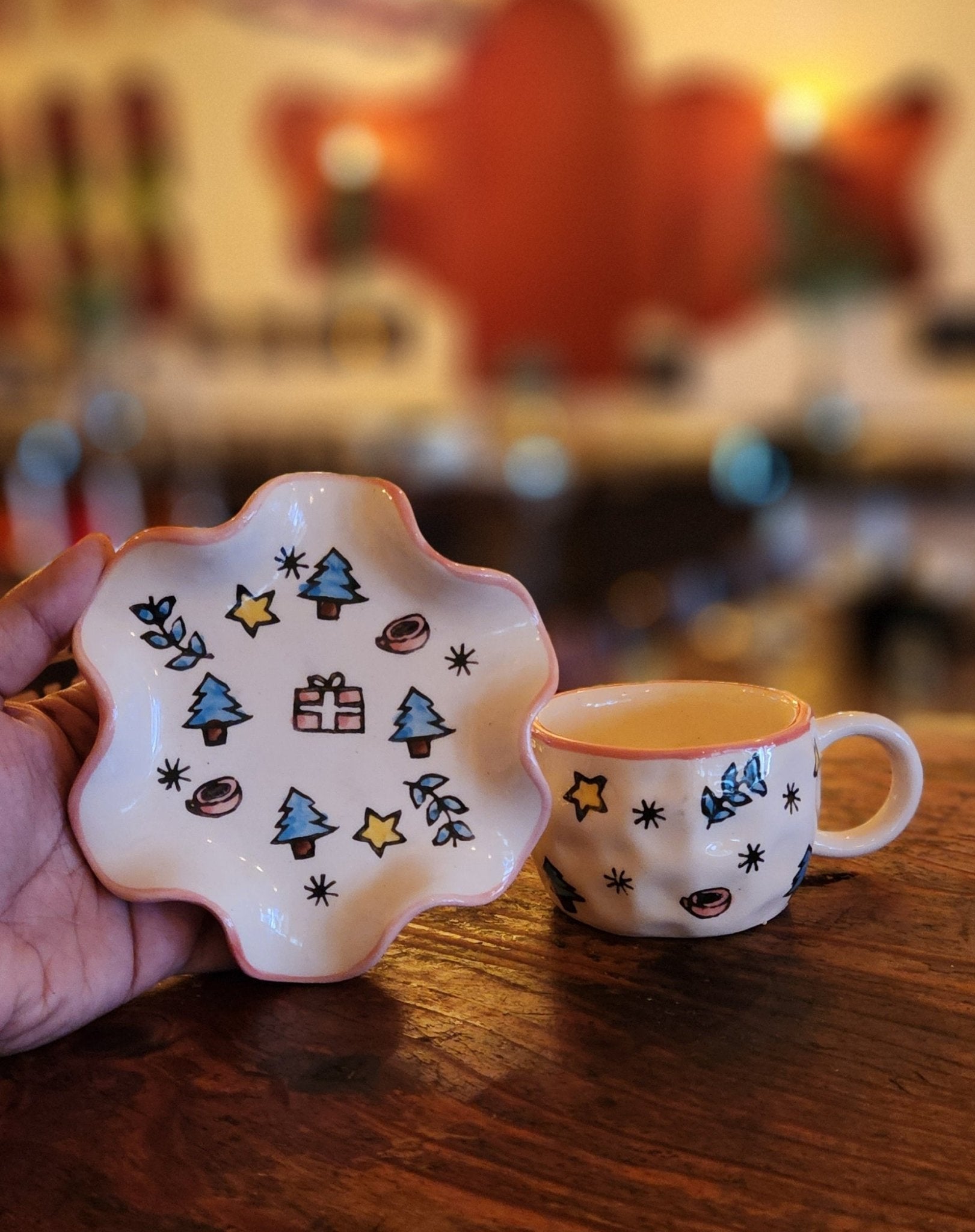 Bells and Brews Coffee Mug and Snack Plate - Ceramic She Wrote