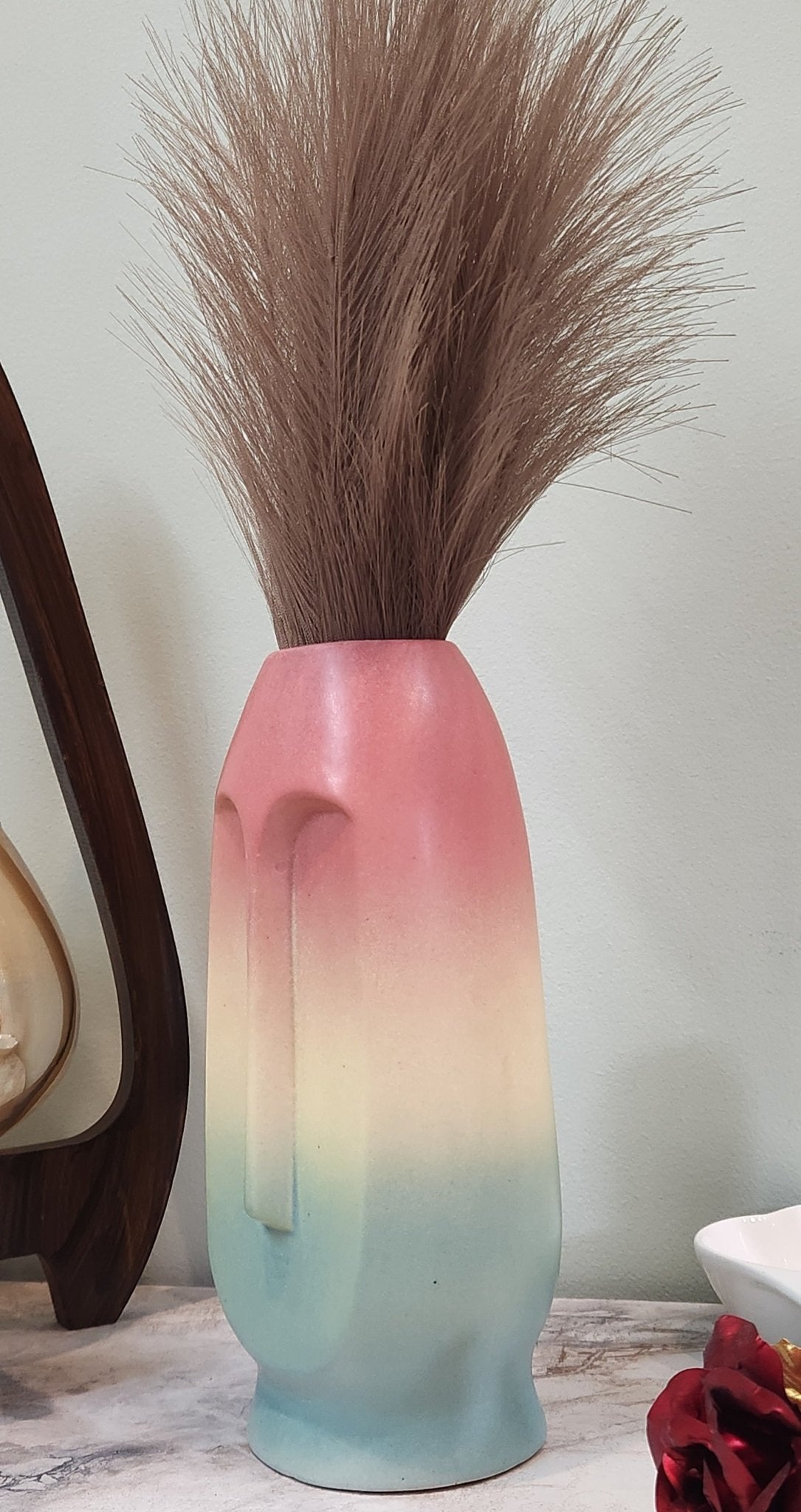 Blush Aura Flower and Pampas Vase - Ceramic She Wrote