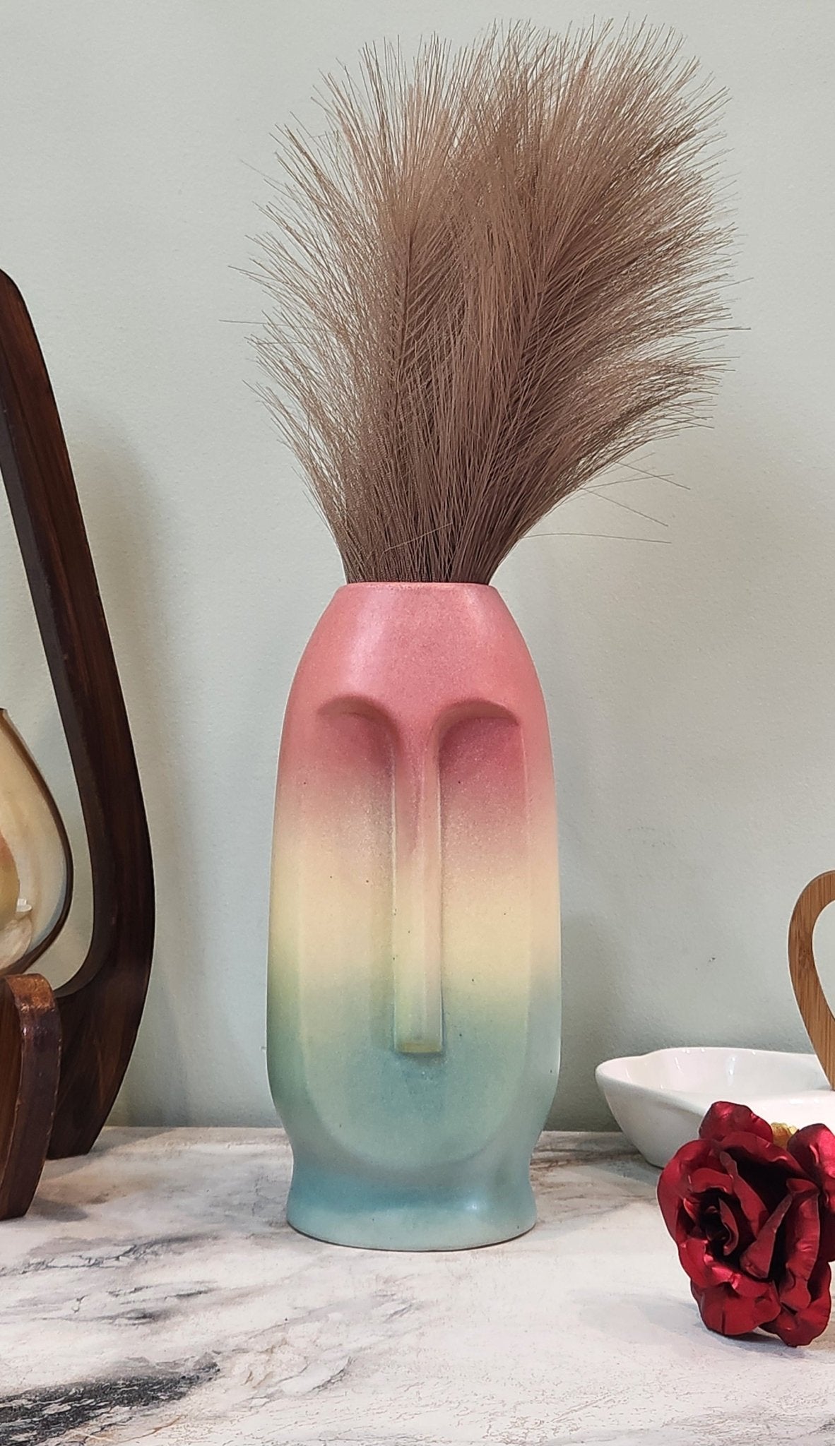 Blush Aura Flower and Pampas Vase - Ceramic She Wrote