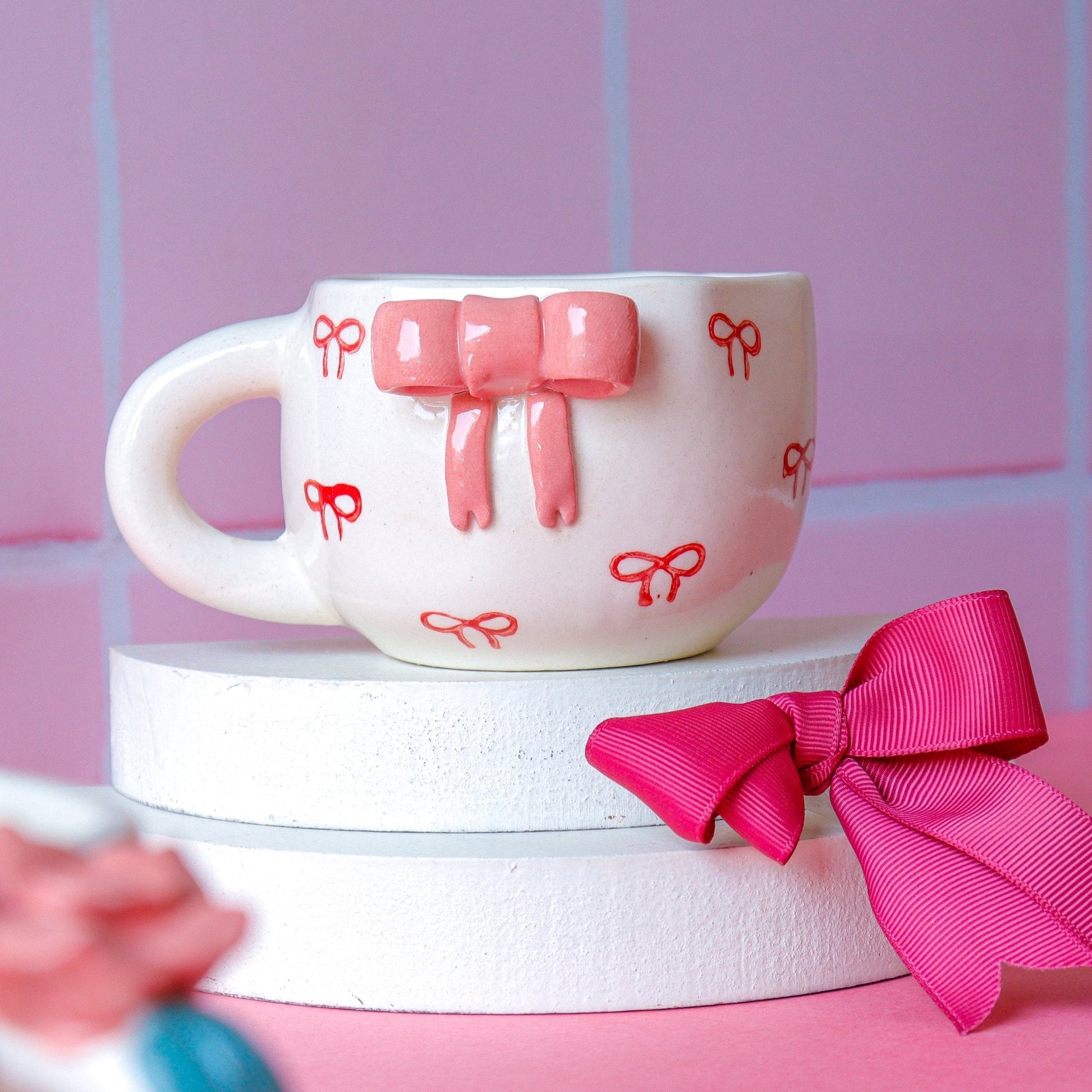 Bow and Roses Coffee Mugs Duo - Ceramic She Wrote