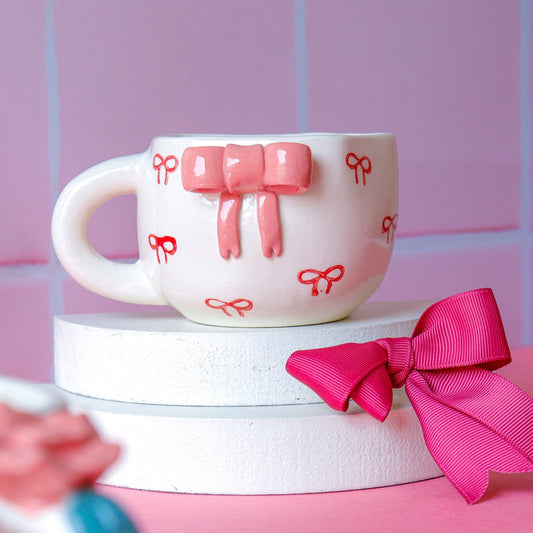 Bow and Roses Coffee Mugs Duo - Ceramic She Wrote