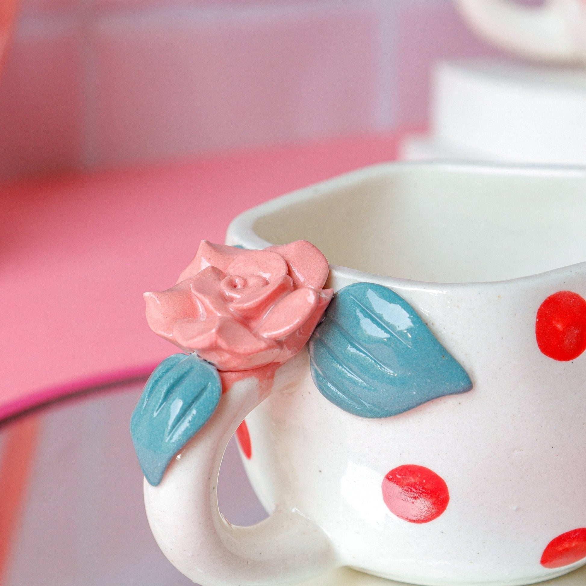 Bow and Roses Coffee Mugs Duo - Ceramic She Wrote