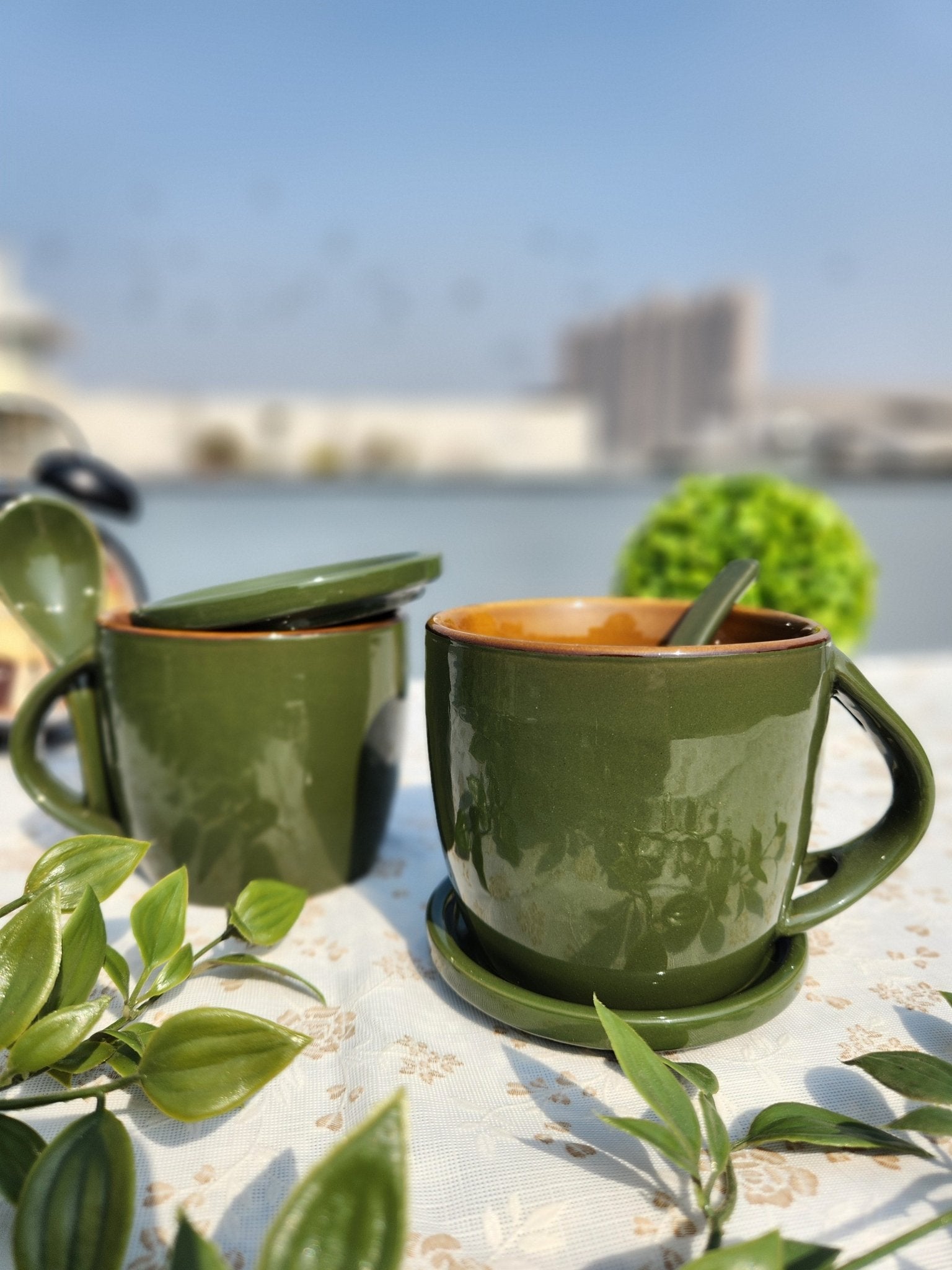 Ceramic Coffee Mug with Coaster/Lid and Spoon in Gloss Finish - Ceramic She Wrote