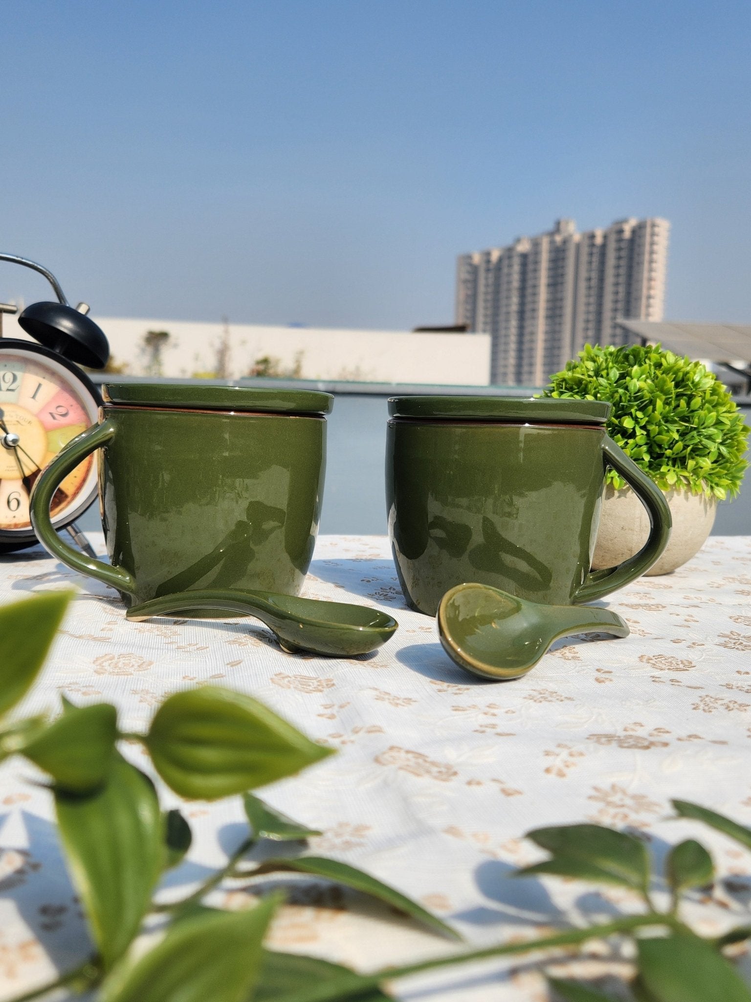 Ceramic Coffee Mug with Coaster/Lid and Spoon in Gloss Finish - Ceramic She Wrote