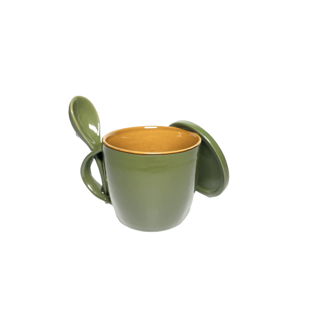 Ceramic Coffee Mug with Coaster/Lid and Spoon in Gloss Finish - Ceramic She Wrote