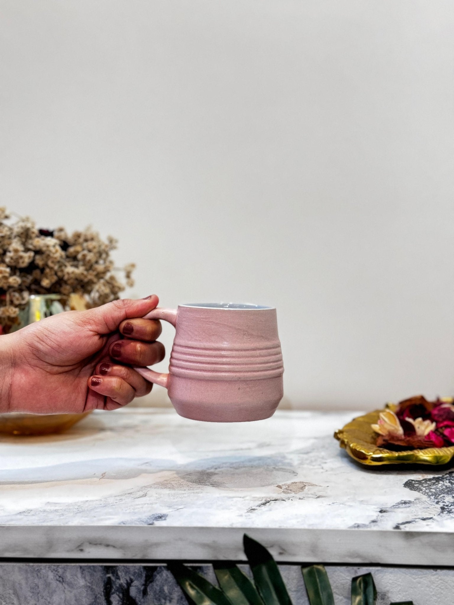 Ceramic Elegant Coffee Mugs - Baby Pink - Ceramic She Wrote