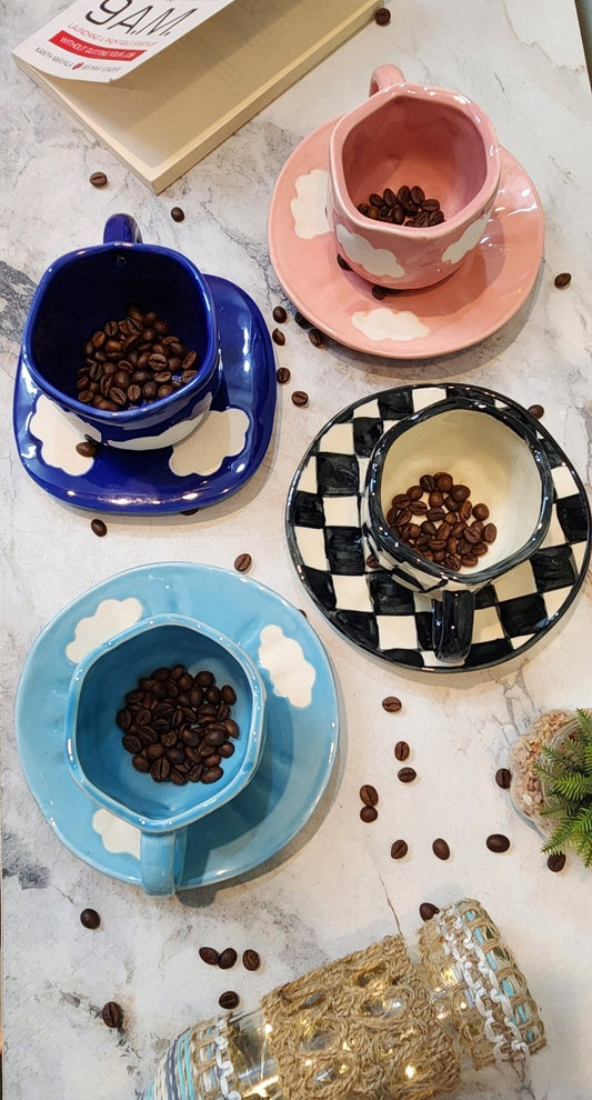 Get 4 @ Cost of 3! Ceramic Coffee & Tea Designer Mugs with Saucer - Ceramic She Wrote