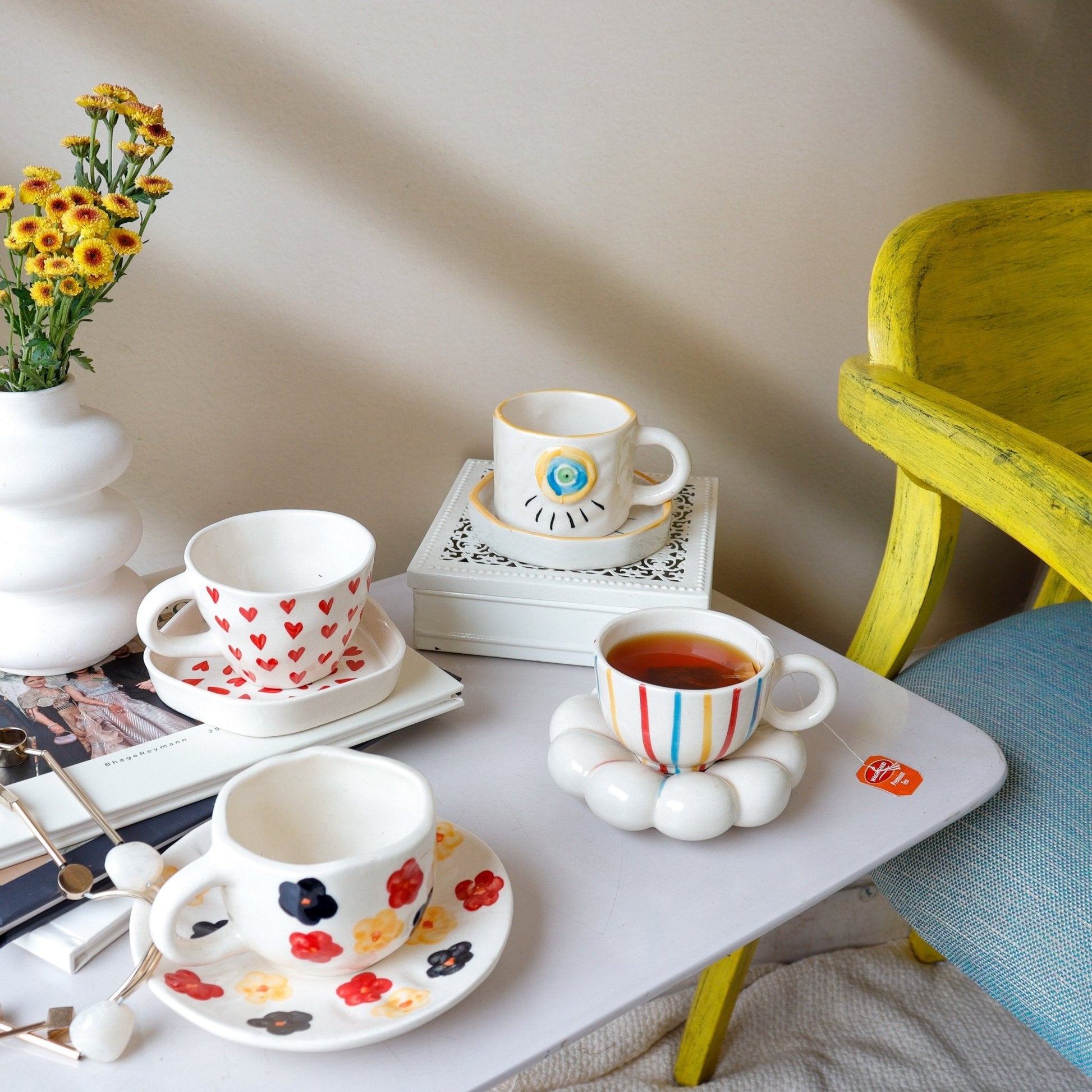 Get 4 @ Cost of 3! Pastel Bloom Coffee Set - Ceramic She Wrote