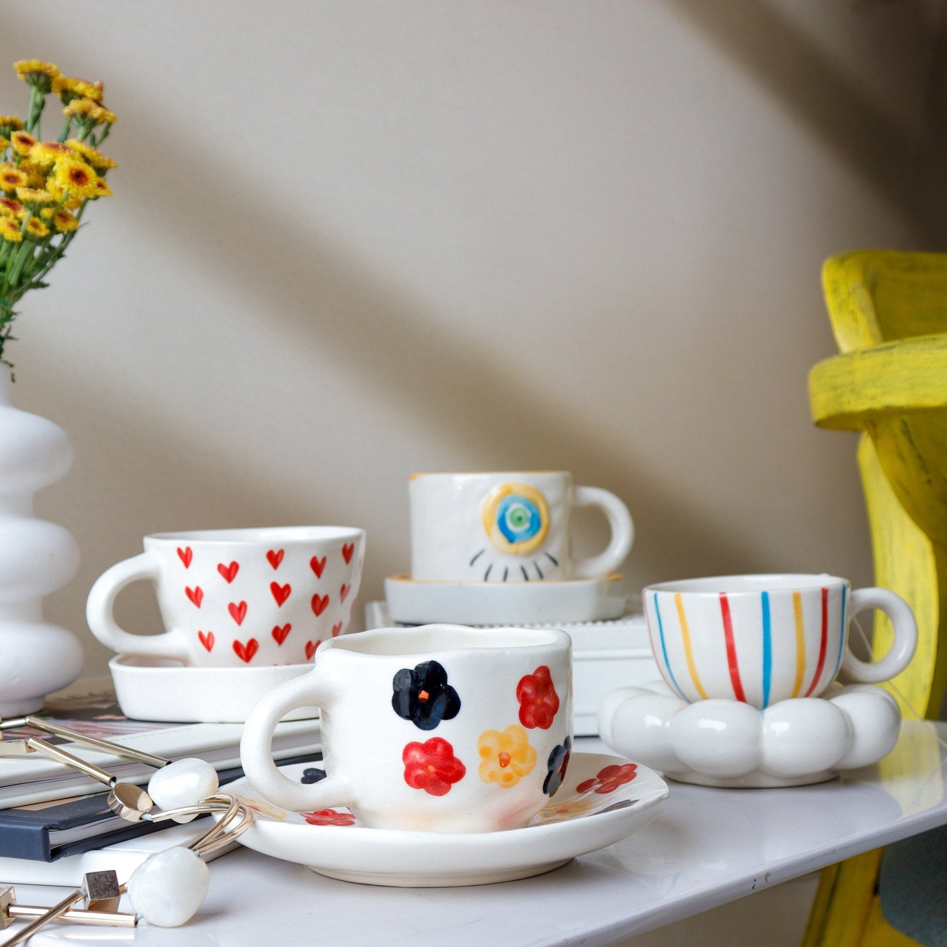 Get 4 @ Cost of 3! Pastel Bloom Coffee Set - Ceramic She Wrote