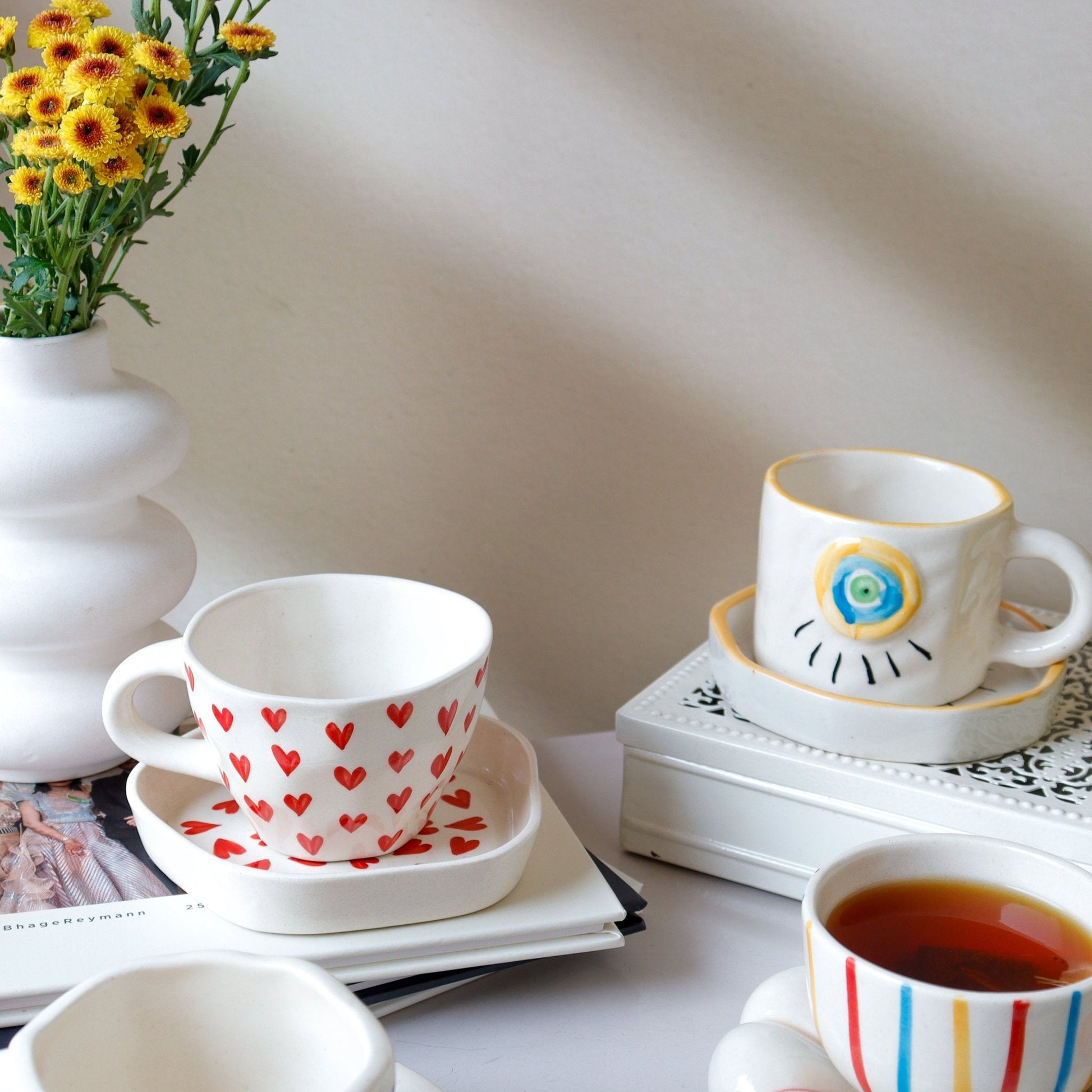 Get 4 @ Cost of 3! Pastel Bloom Coffee Set - Ceramic She Wrote