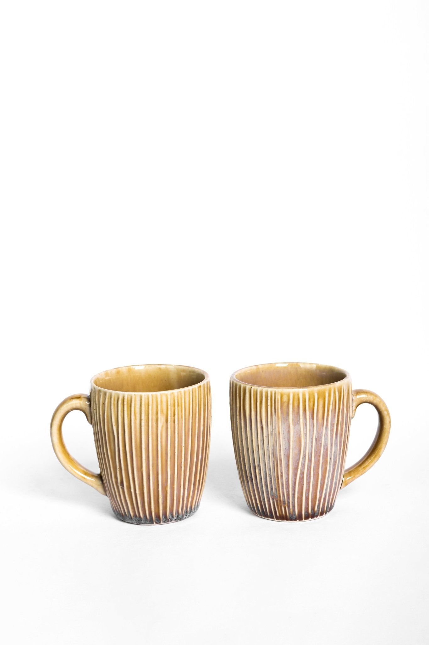 Handcrafted Ceramic Coffee Mugs with White Strips Design - Ceramic She Wrote