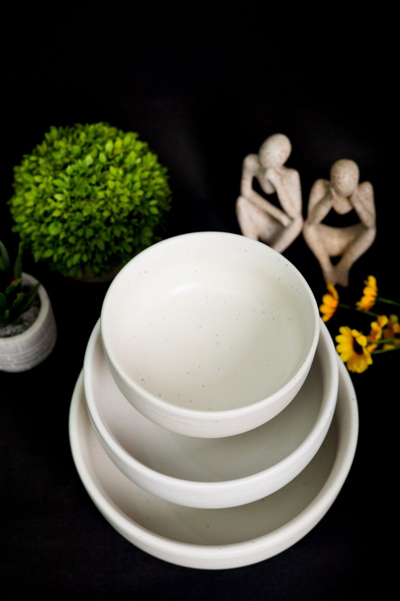 Handcrafted Ceramic Set of 3 Serving Curry Bowls with Serving Spoon - Ceramic She Wrote