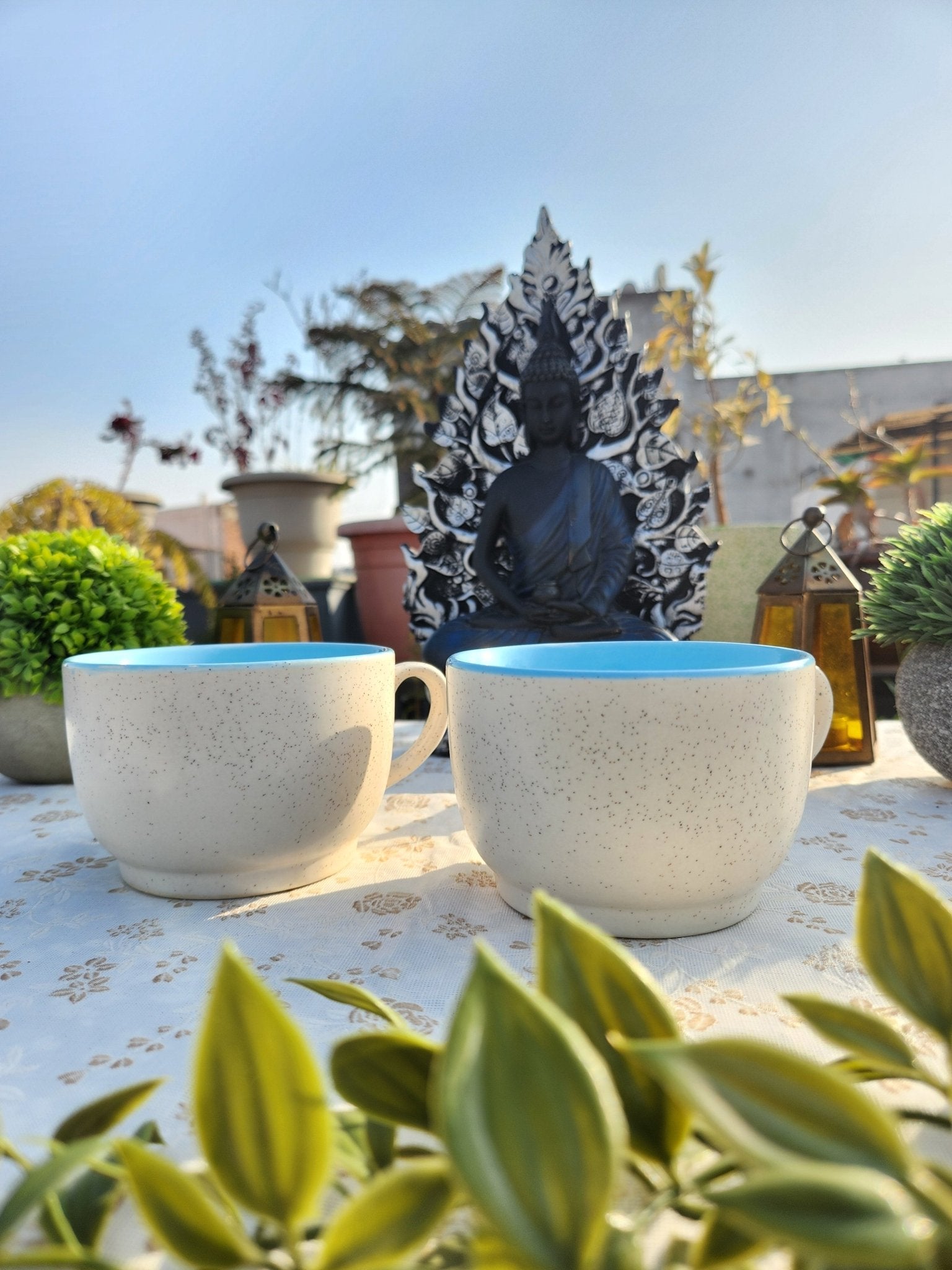 Handmade Ceramic Elite White Coffee Mugs with Dotted Designs - Ceramic She Wrote