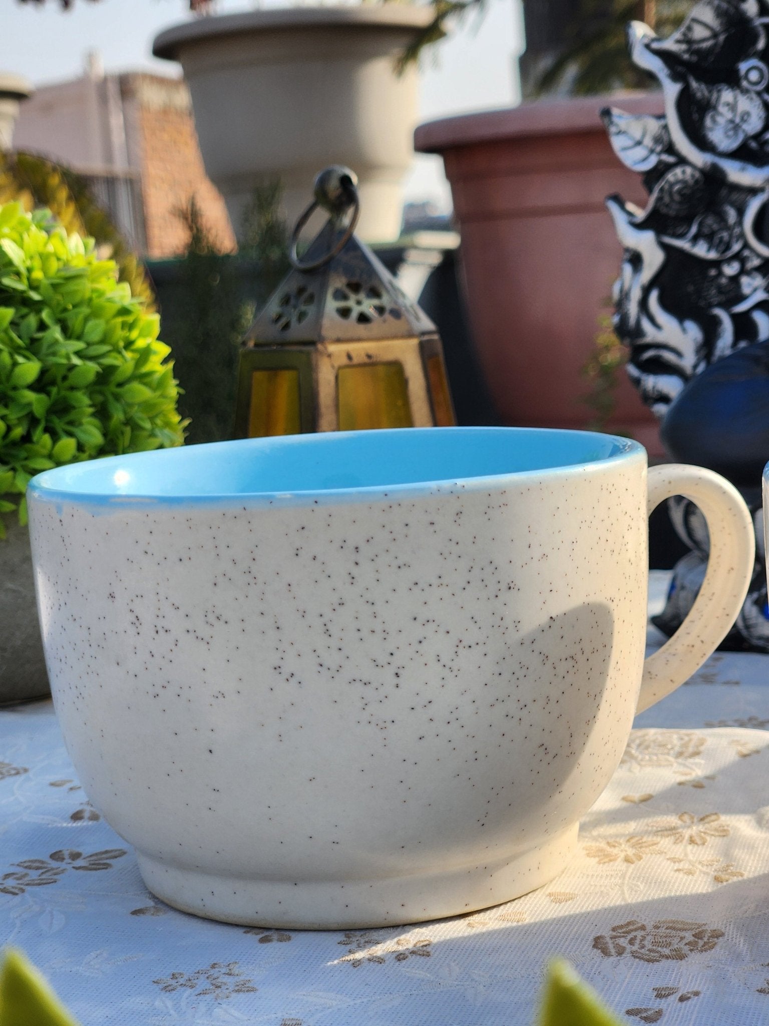 Handmade Ceramic Elite White Coffee Mugs with Dotted Designs - Ceramic She Wrote