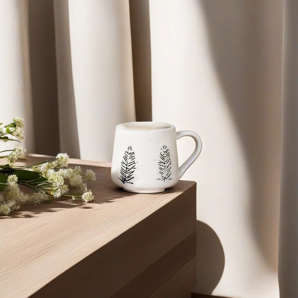Handmade Ceramic Leaf Design Coffee Mug - Ceramic She Wrote