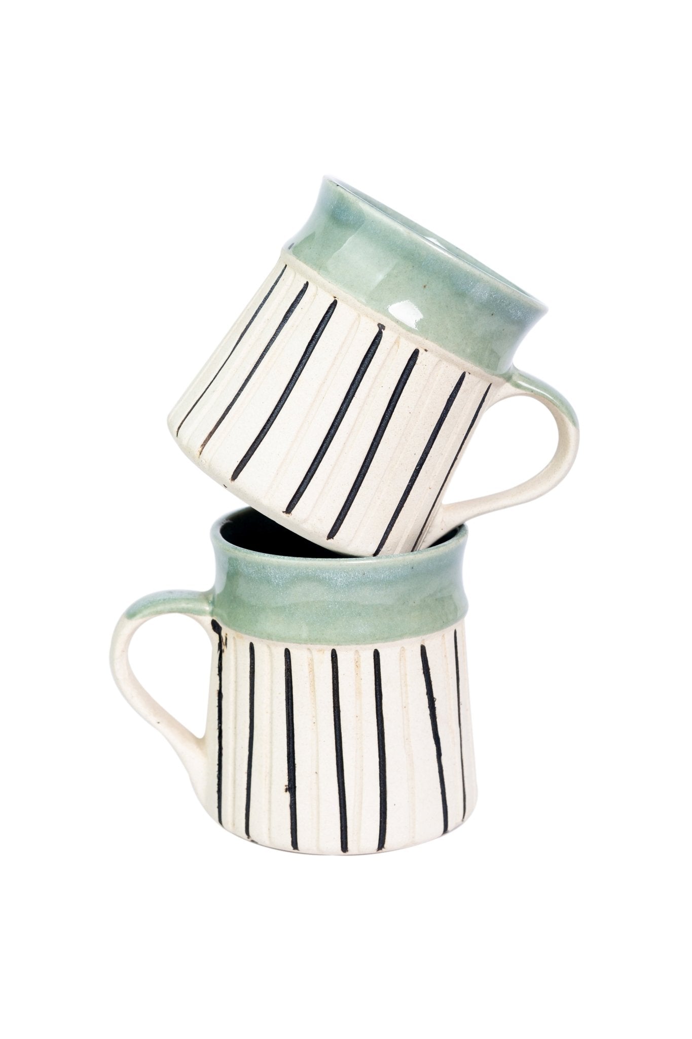 Handmade Ceramic Muddy Strips Coffee and Milk Mugs - Ceramic She Wrote