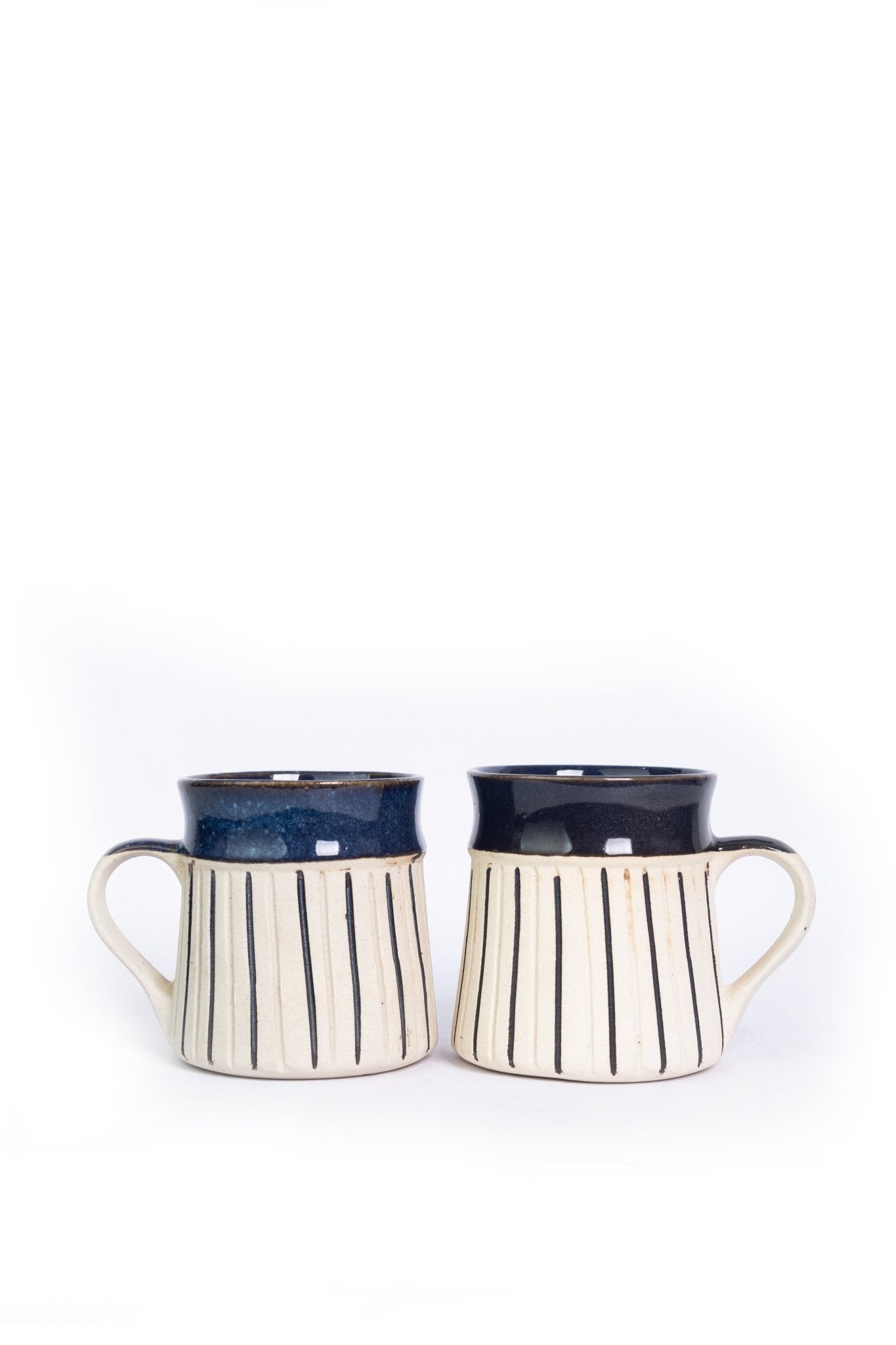 Handmade Ceramic Muddy Strips Coffee and Milk Mugs - Ceramic She Wrote