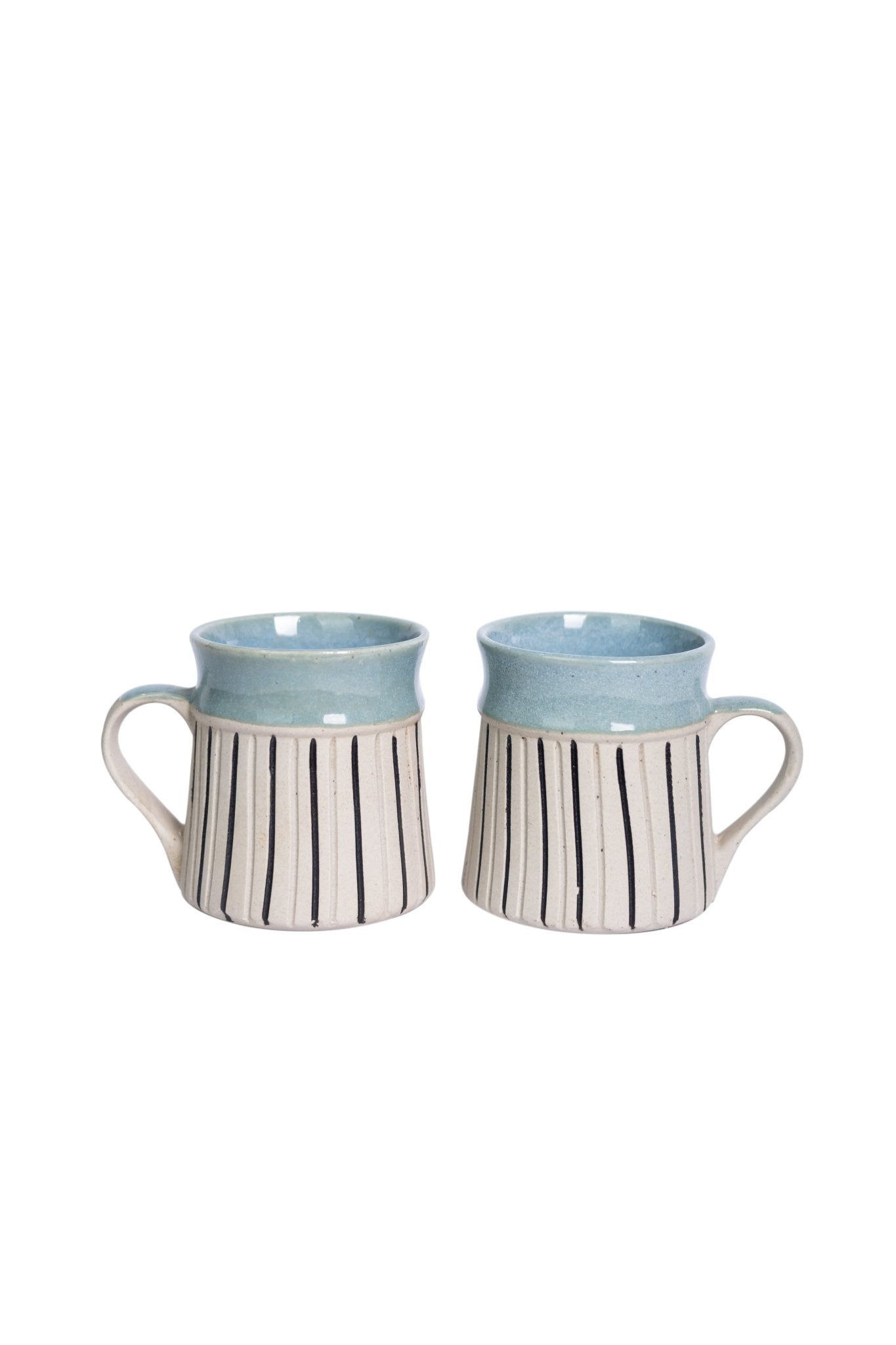 Handmade Ceramic Muddy Strips Coffee and Milk Mugs - Ceramic She Wrote