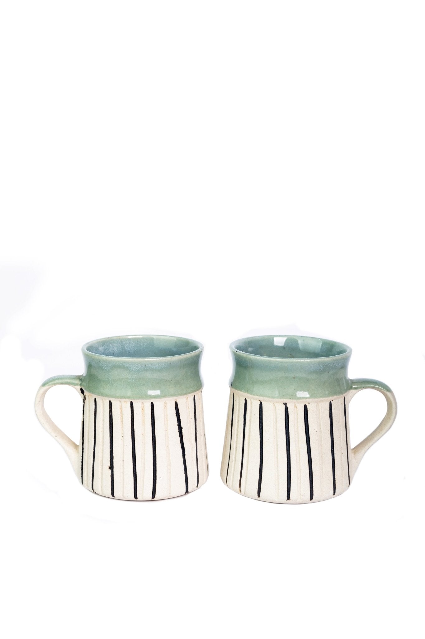 Handmade Ceramic Muddy Strips Coffee and Milk Mugs - Ceramic She Wrote