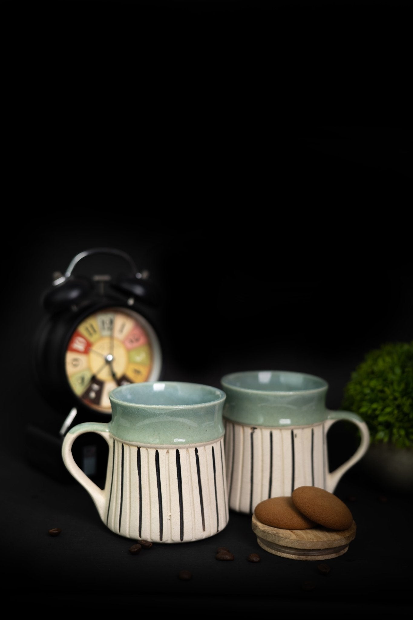 Handmade Ceramic Muddy Strips Coffee and Milk Mugs - Ceramic She Wrote