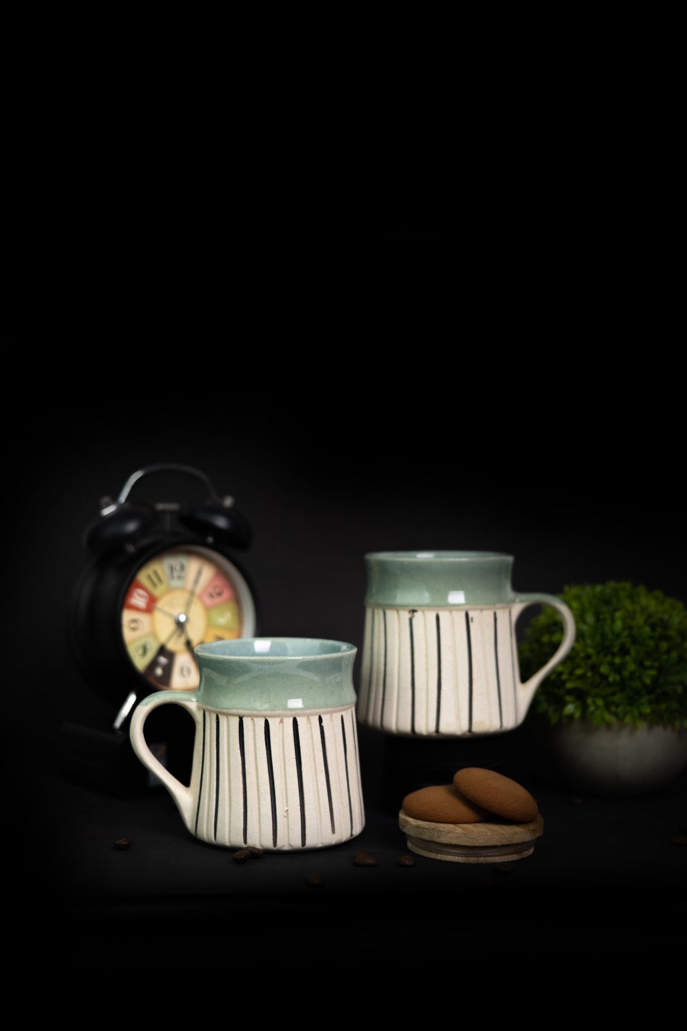 Handmade Ceramic Muddy Strips Coffee and Milk Mugs - Ceramic She Wrote