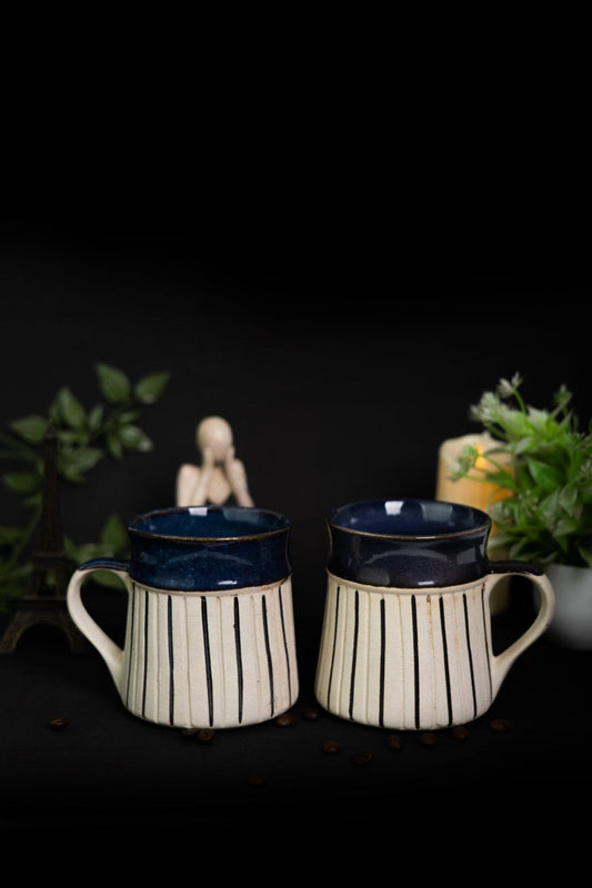 Handmade Ceramic Muddy Strips Coffee and Milk Mugs - Ceramic She Wrote