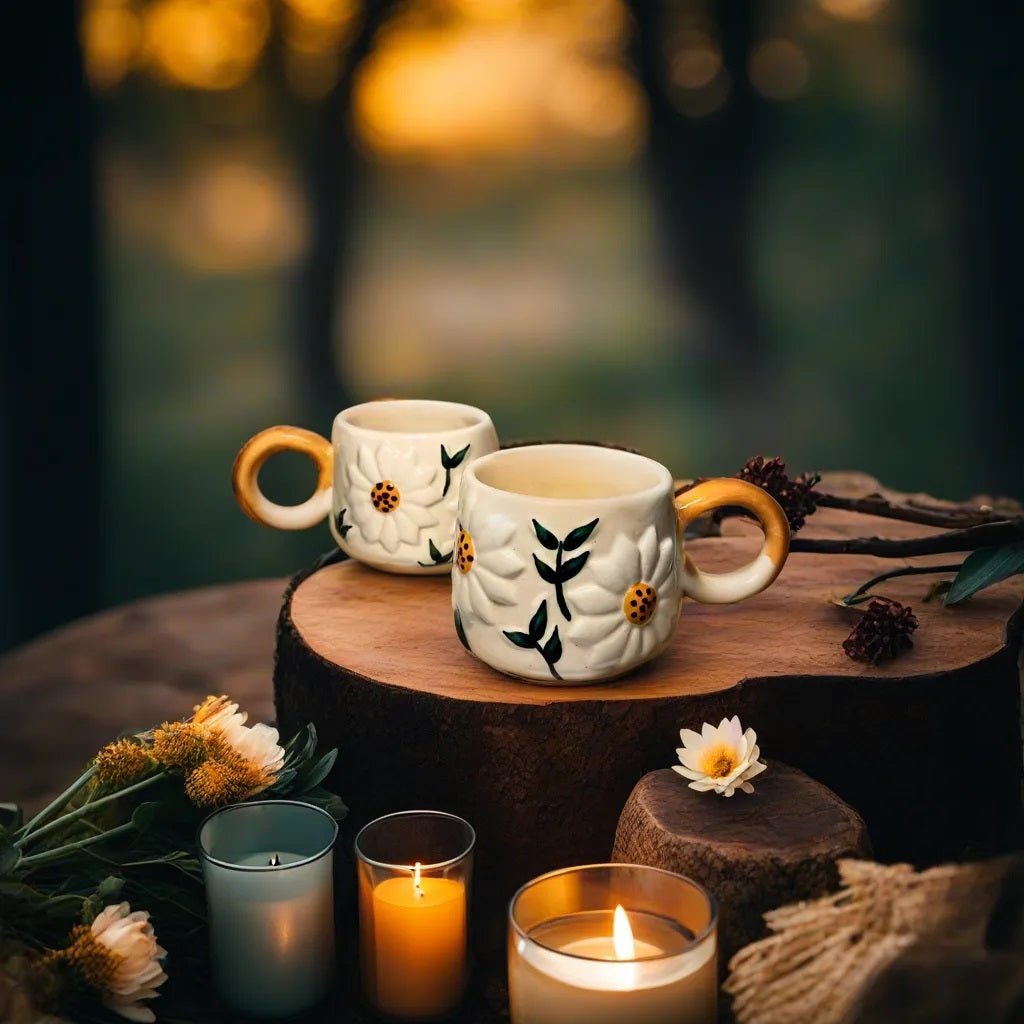Handmade Ceramics Fresh Sunflower Coffee Mugs - Ceramic She Wrote