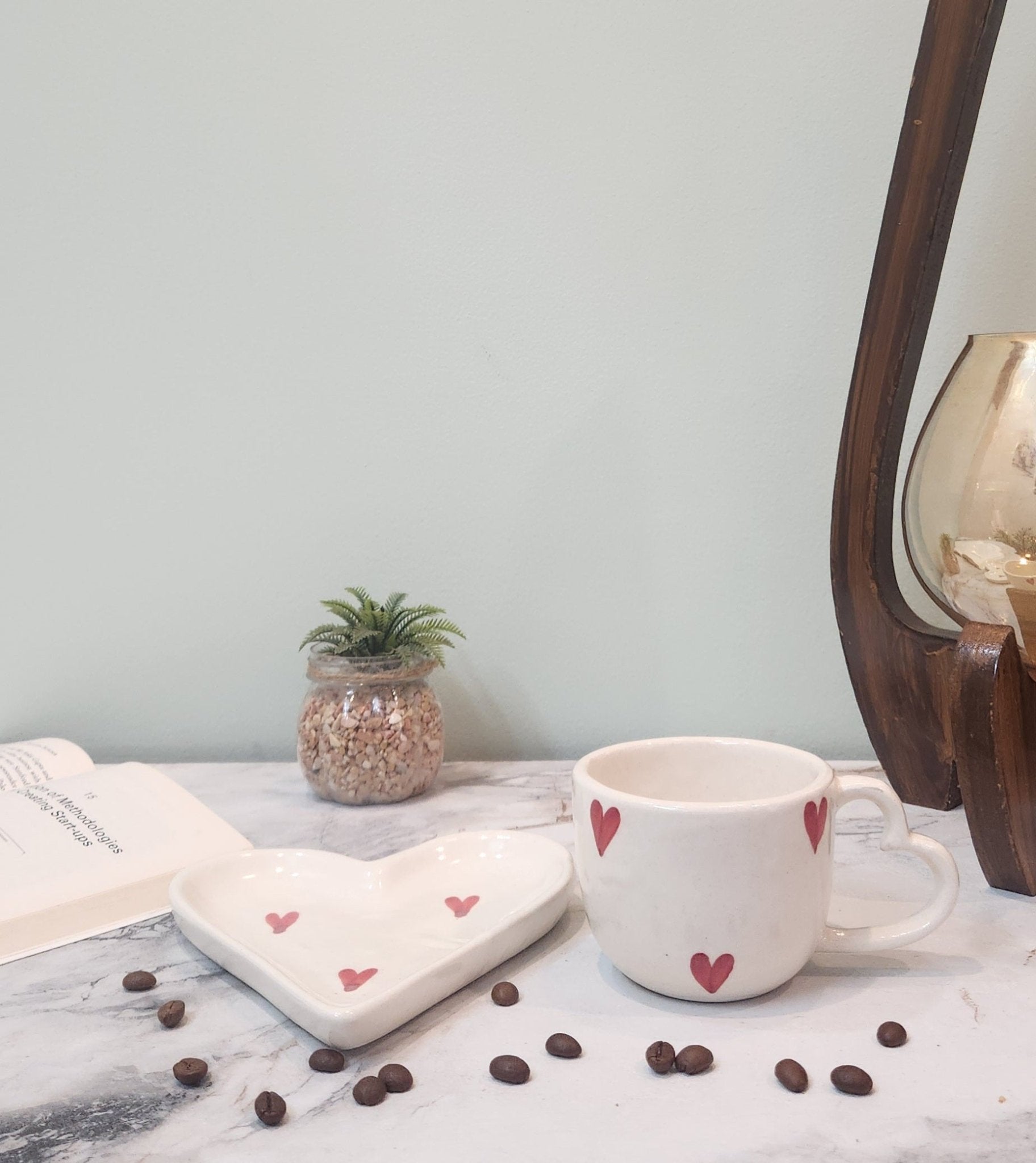 Heart to Heart Ceramic Coffee & Tea Mugs with Saucer - Ceramic She Wrote