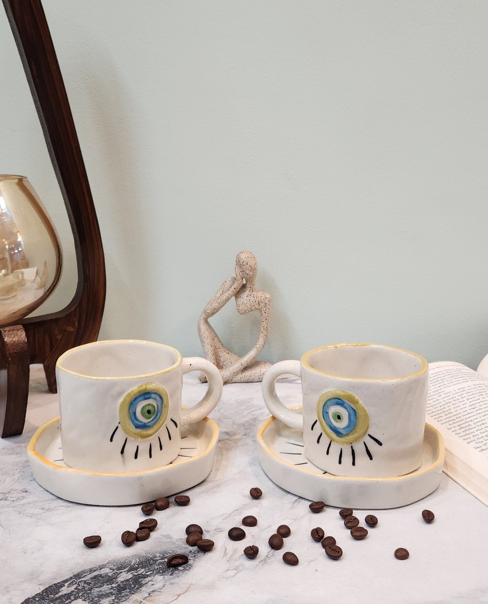 Nazar Na Lage Ceramic Coffee & Tea Mugs with Snack Plate - Ceramic She Wrote