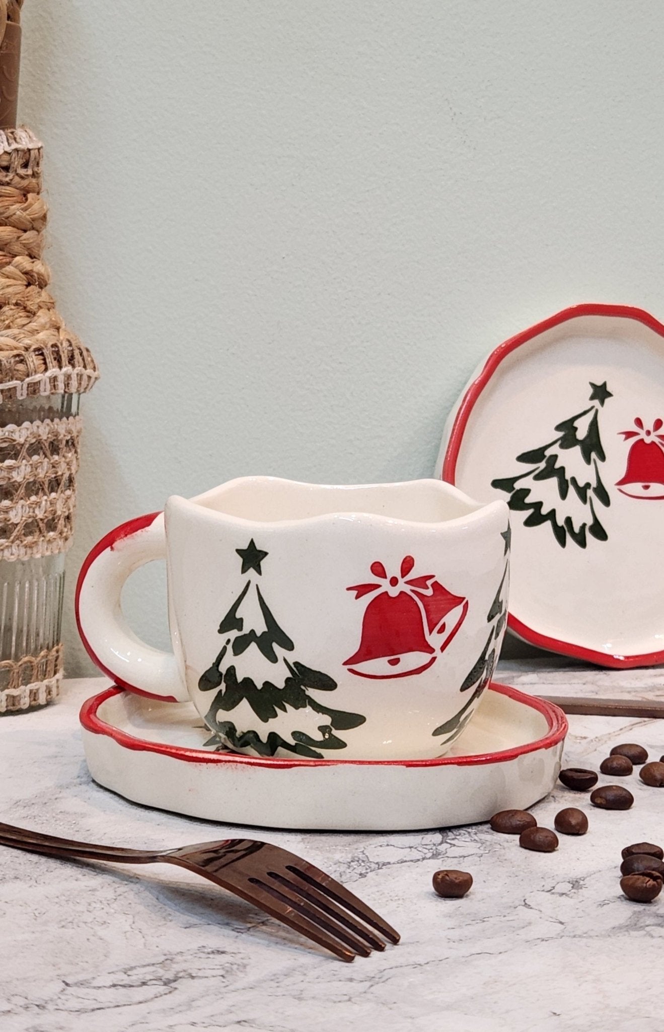 Secret Santa Coffee Mug and Snack Plate - Ceramic She Wrote