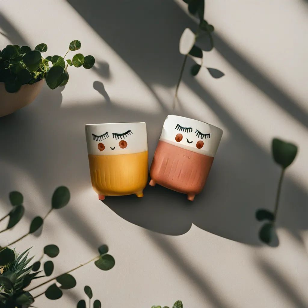 Set of 2 Handcrafted Cute Kitty Ceramic Home Planters - Ceramic She Wrote