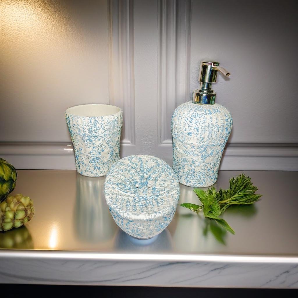 Set of 3 Aesthetic Ceramic Bathroom Accessories - Ceramic She Wrote
