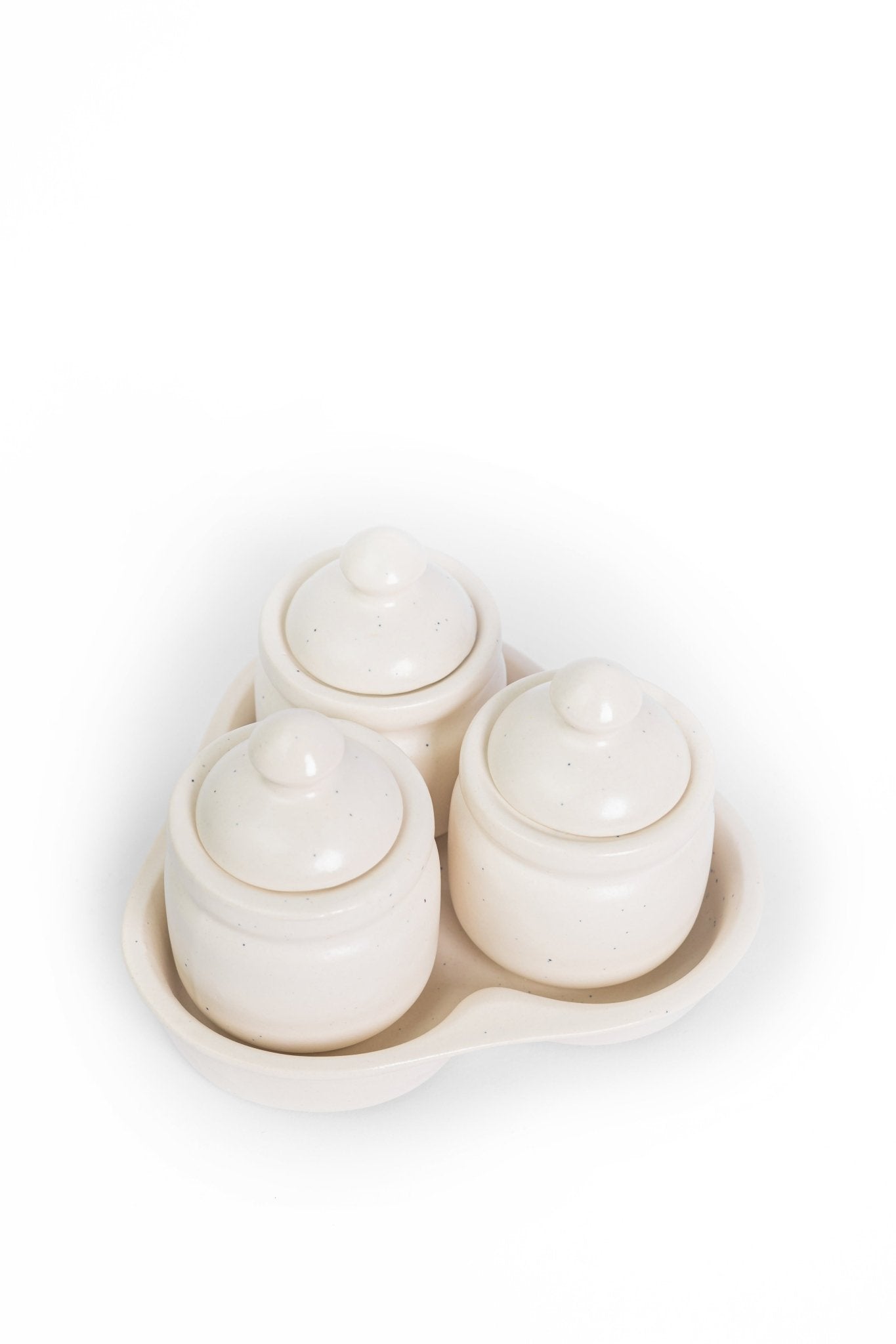 Set of 3 Aesthetic Dining table Handmade Ceramic Pickle and Chutney Jars - Ceramic She Wrote