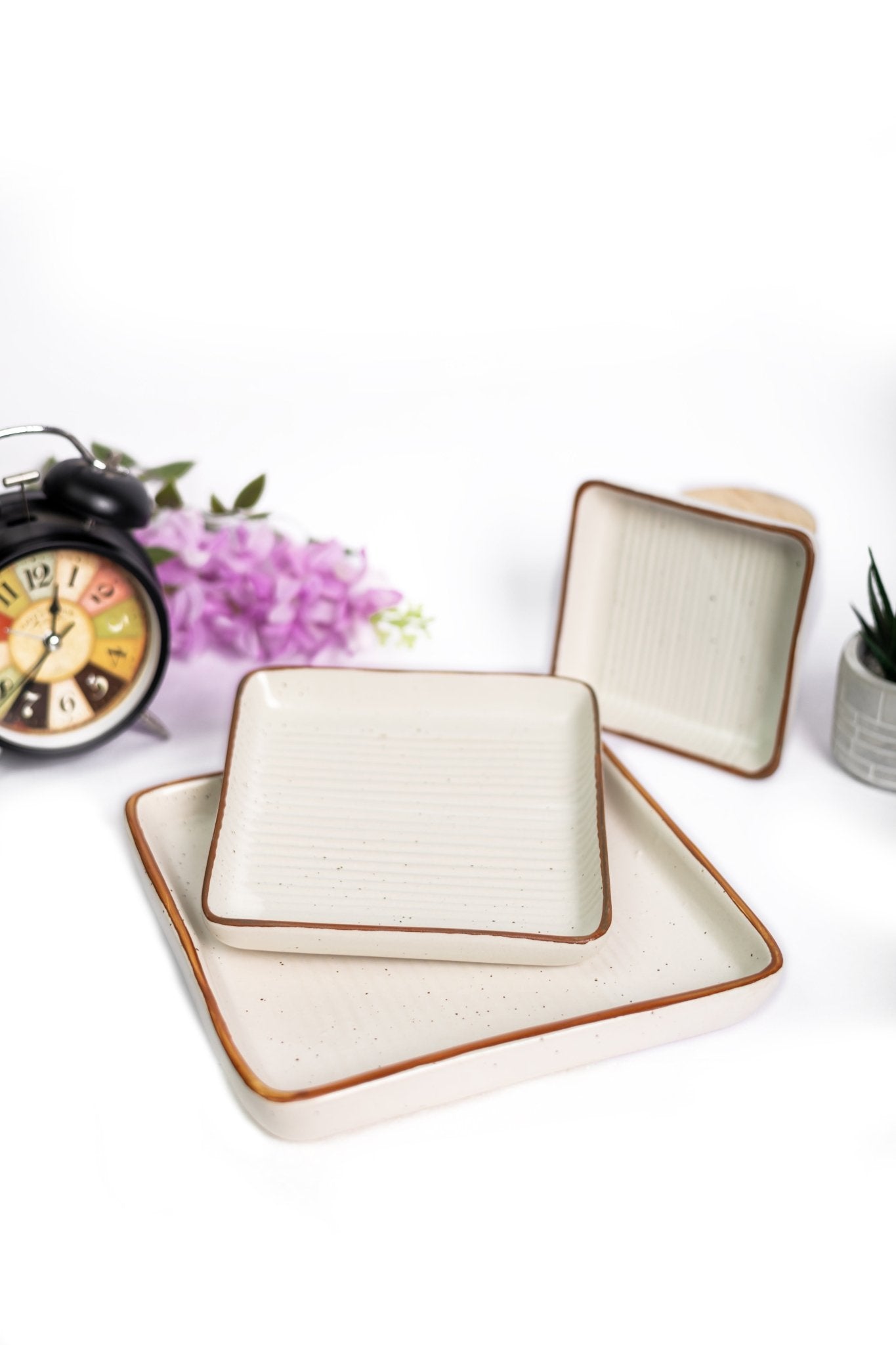 Set of 3 Ceramic Modern Square Serving Platters - Ceramic She Wrote