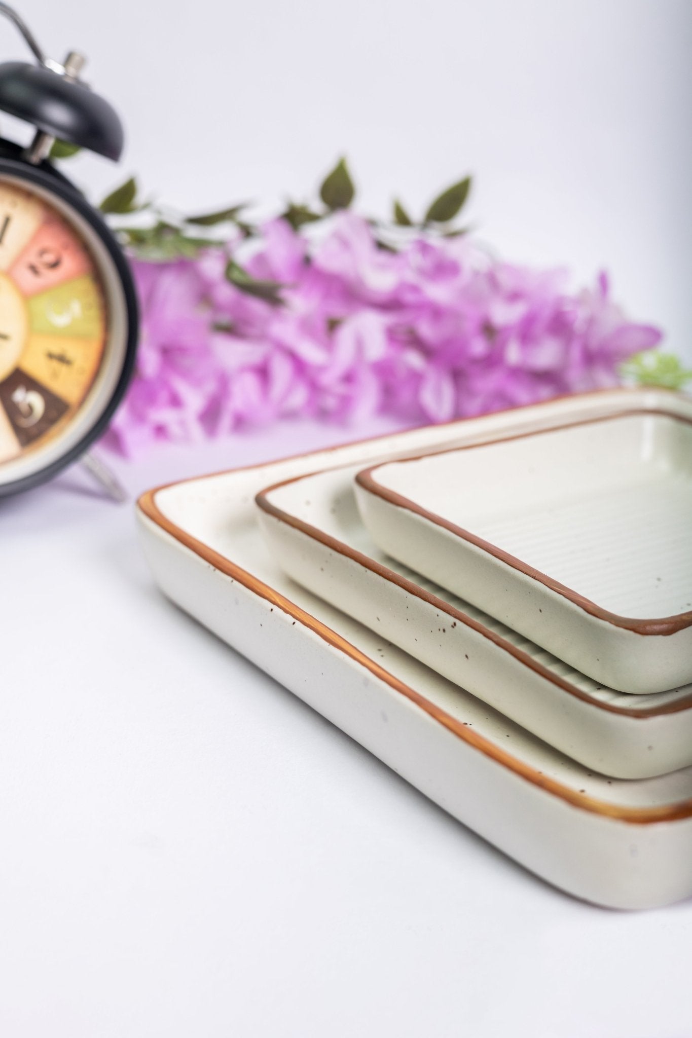 Set of 3 Ceramic Modern Square Serving Platters - Ceramic She Wrote