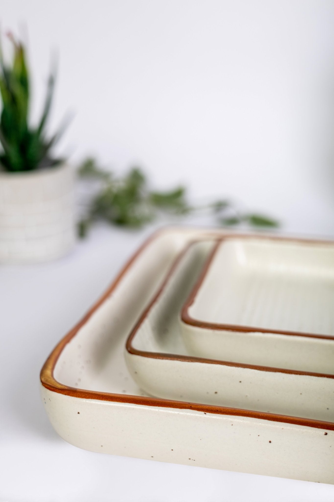 Set of 3 Ceramic Modern Square Serving Platters - Ceramic She Wrote