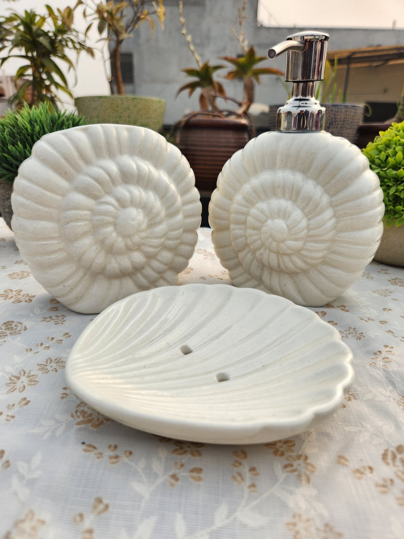 Set of 3 Handmade Design Bathroom Accessories - Ceramic She Wrote