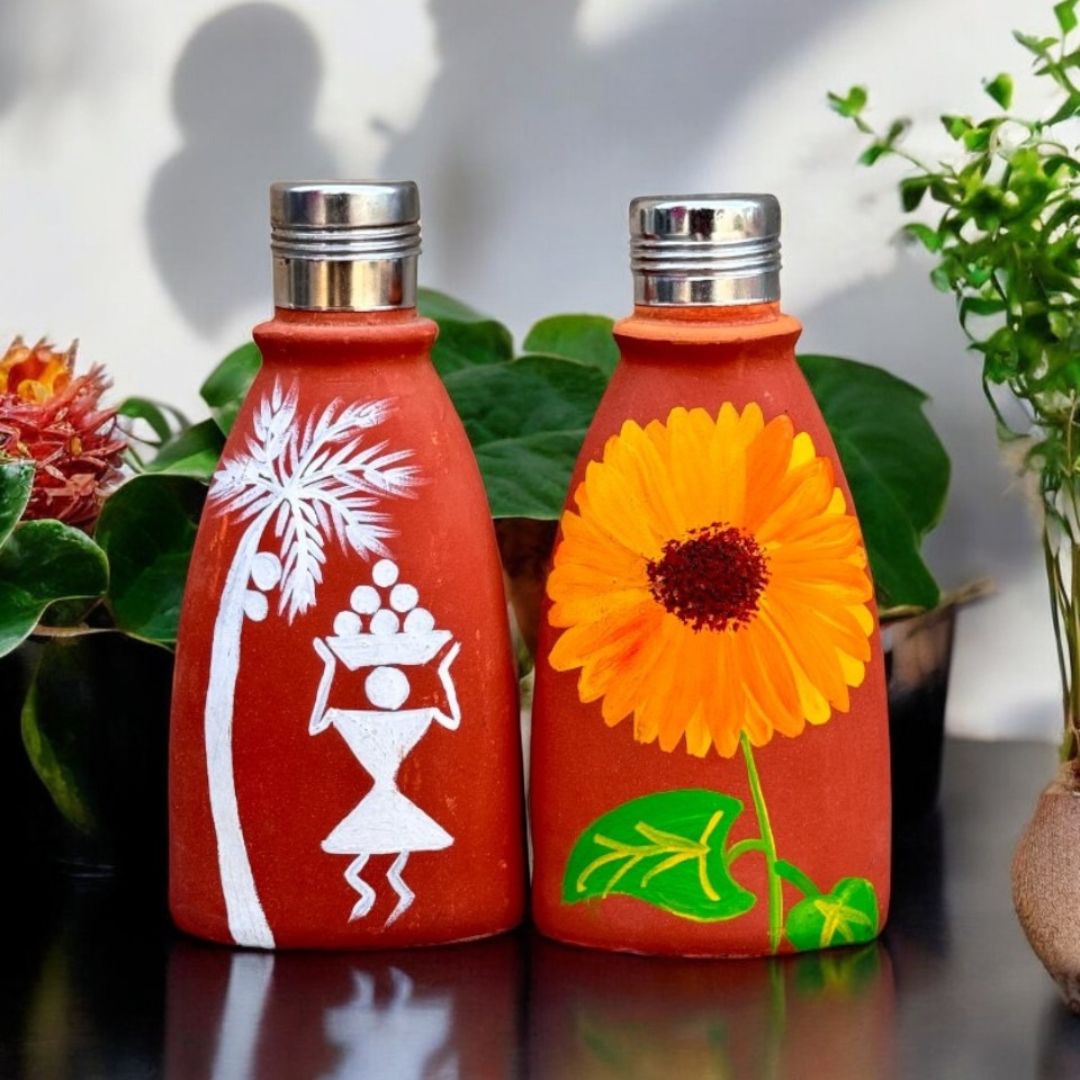 Terrabloom – Hand Painted Clay Bottle - Ceramic She Wrote
