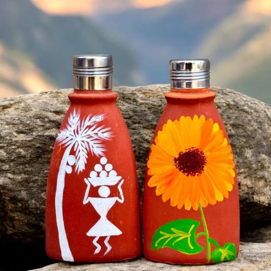 Terrabloom – Hand Painted Clay Bottle - Ceramic She Wrote