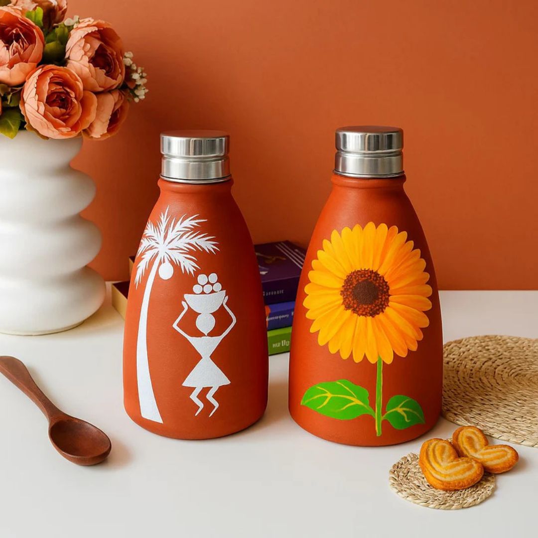 Terrabloom – Hand Painted Clay Bottle - Ceramic She Wrote