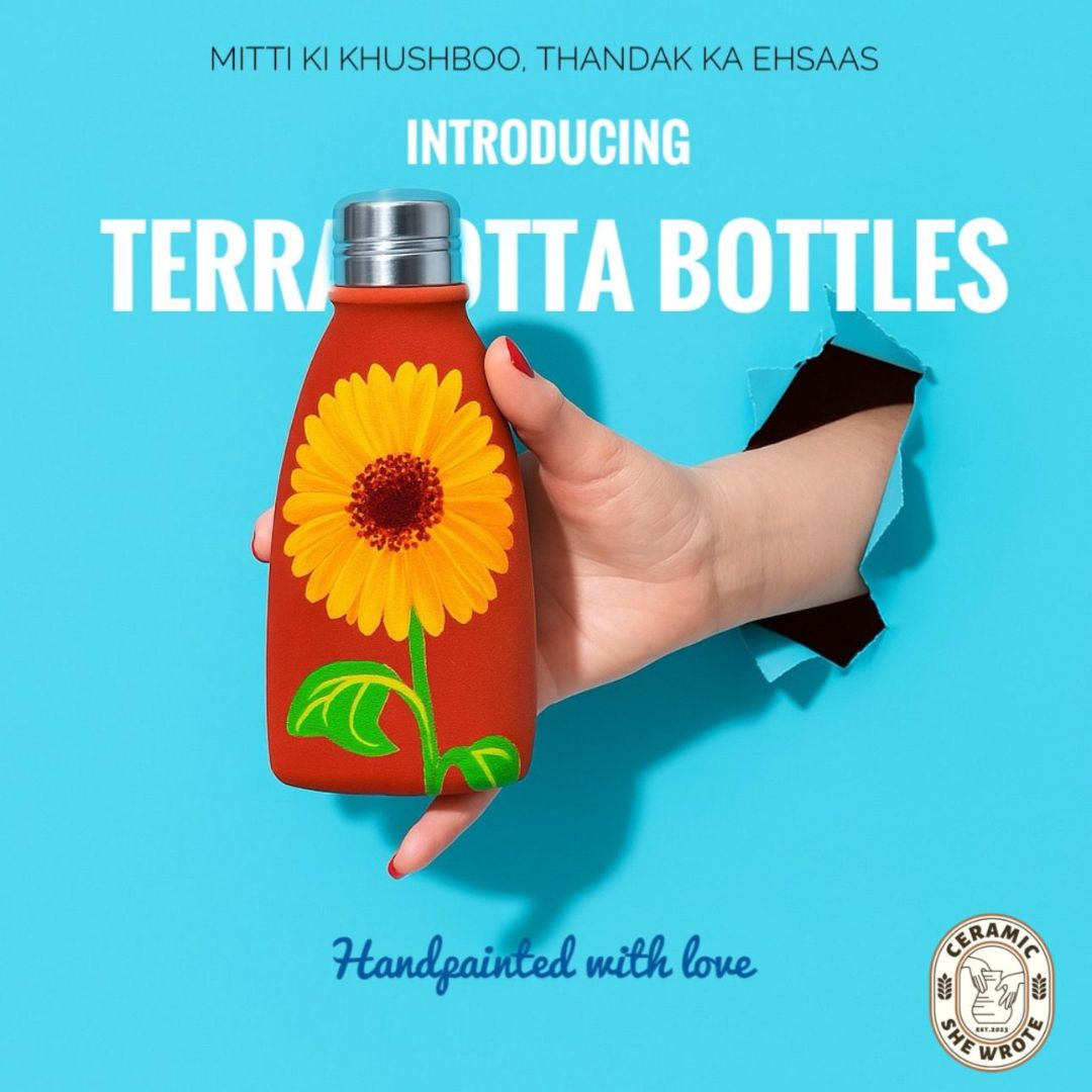 Terrabloom – Hand Painted Clay Bottle - Ceramic She Wrote