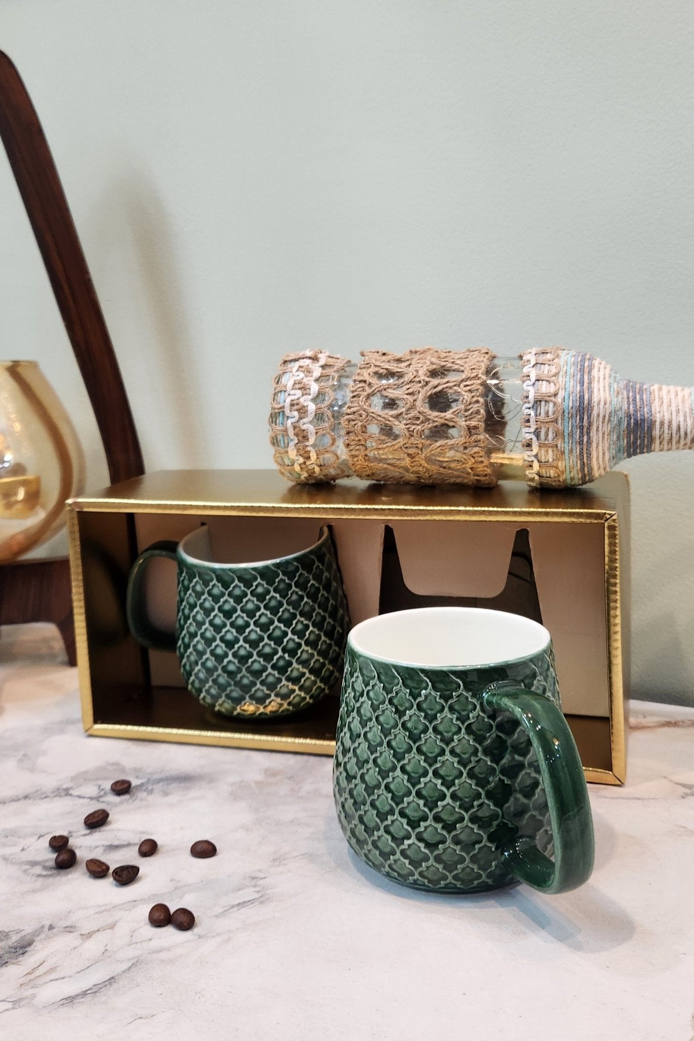 The Luxe : Forest Sea Porcelain Coffee Mugs set of 2 - Ceramic She Wrote