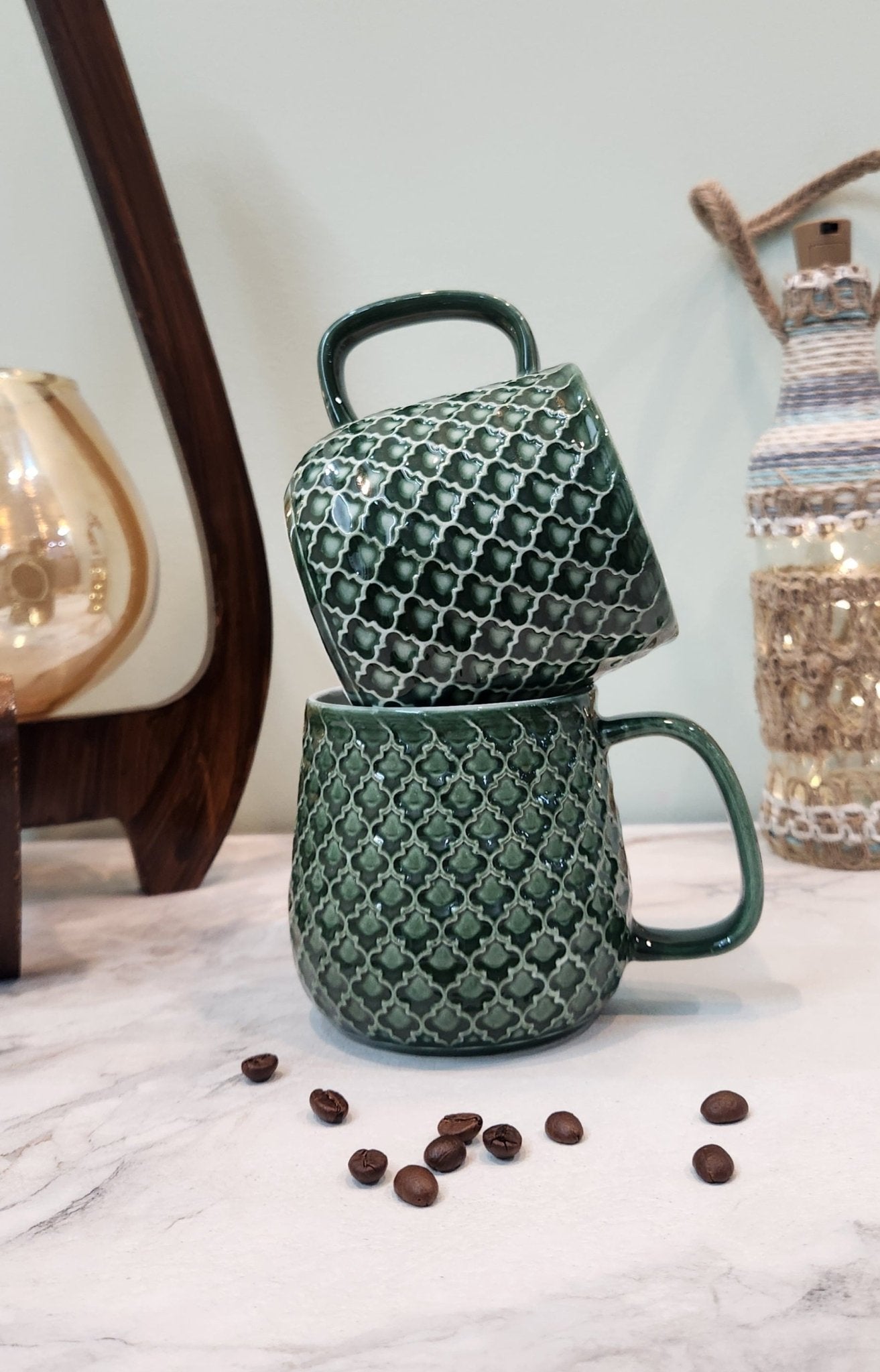 The Luxe : Forest Sea Porcelain Coffee Mugs set of 2 - Ceramic She Wrote