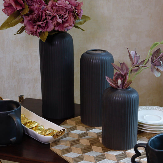 The Luxe : Noir Flower Vase Trio - Ceramic She Wrote